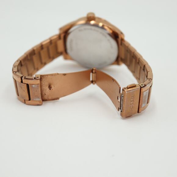 Fossil Women's Rose Gold Tone Watch 40mm Glitter Dial Crystal Bezel BQ1096 - Picture 15 of 15
